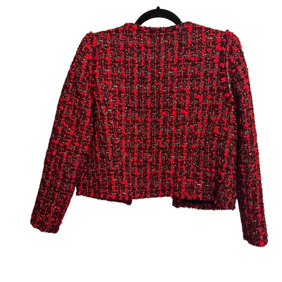 IRO Wool Blend boucle red gold metallic jacket Size 38 (US 6) - Picture 2 of 6